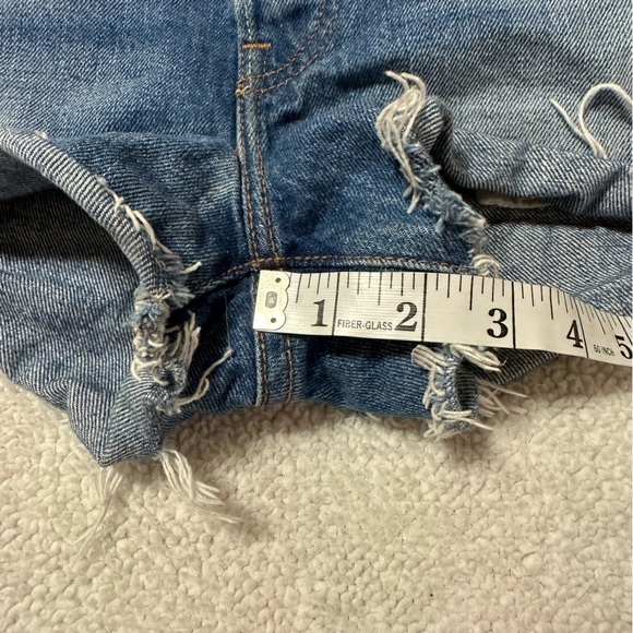 Levi’s 501 Cut Off Jean Shorts Medium Blue Distressed - Picture 7 of 12